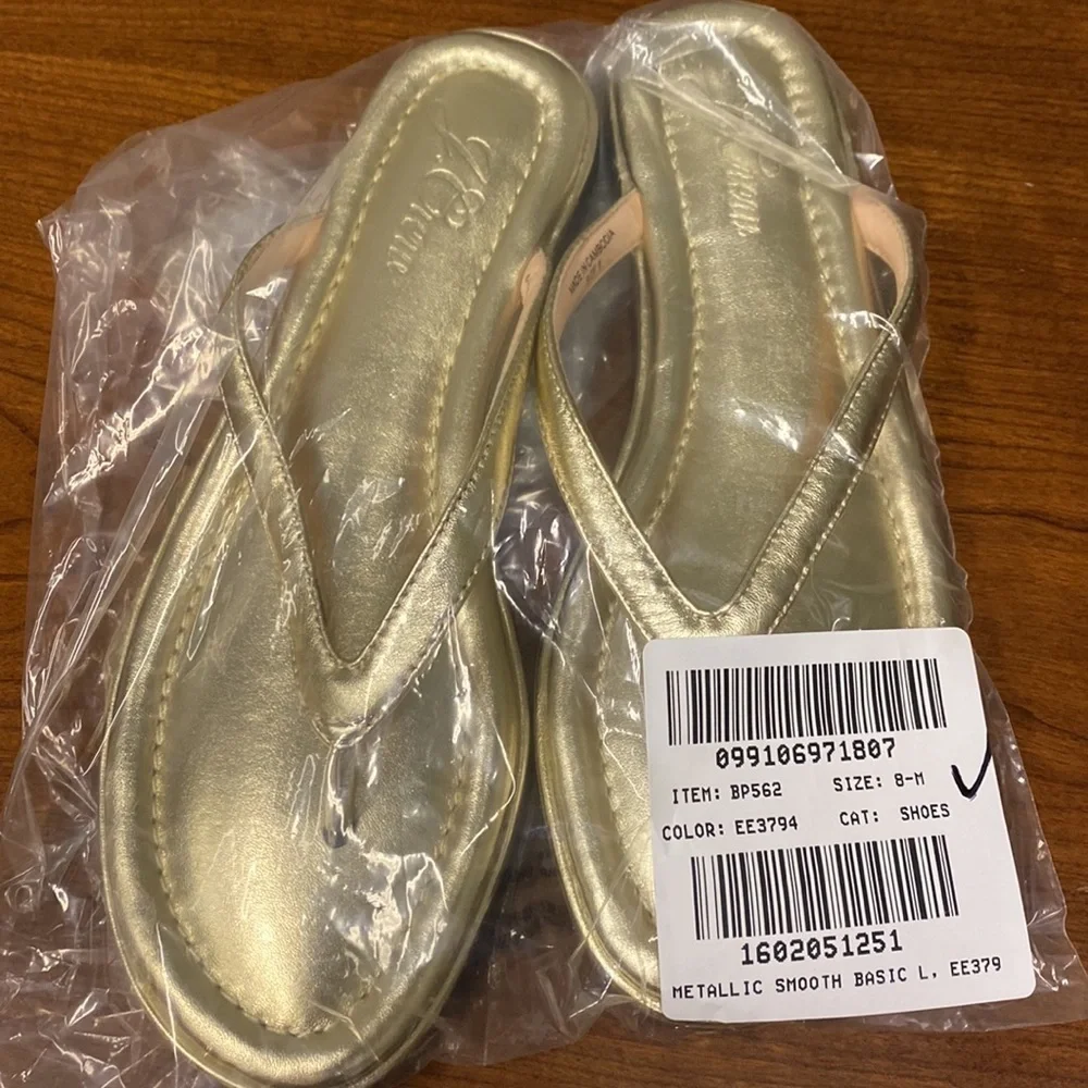 J Crew Menorca padded thong sandals in metallic leather BP562